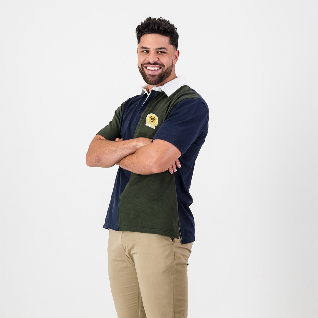 Vibrant Springbok 50/50 Block Polo Jersey: Classic South African Supporters Short Sleeve Top