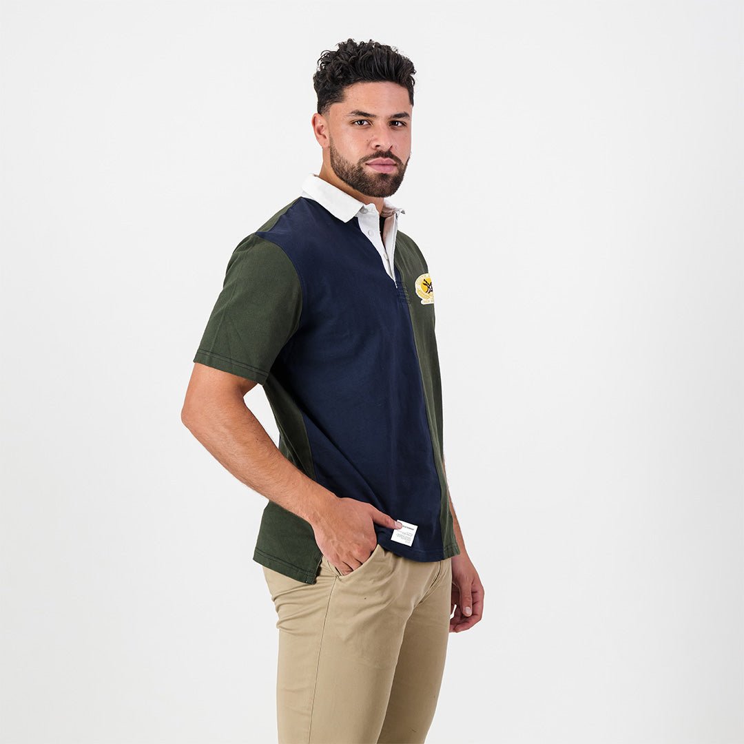 Vibrant Springbok 50/50 Block Polo Jersey: Classic South African Supporters Short Sleeve Top