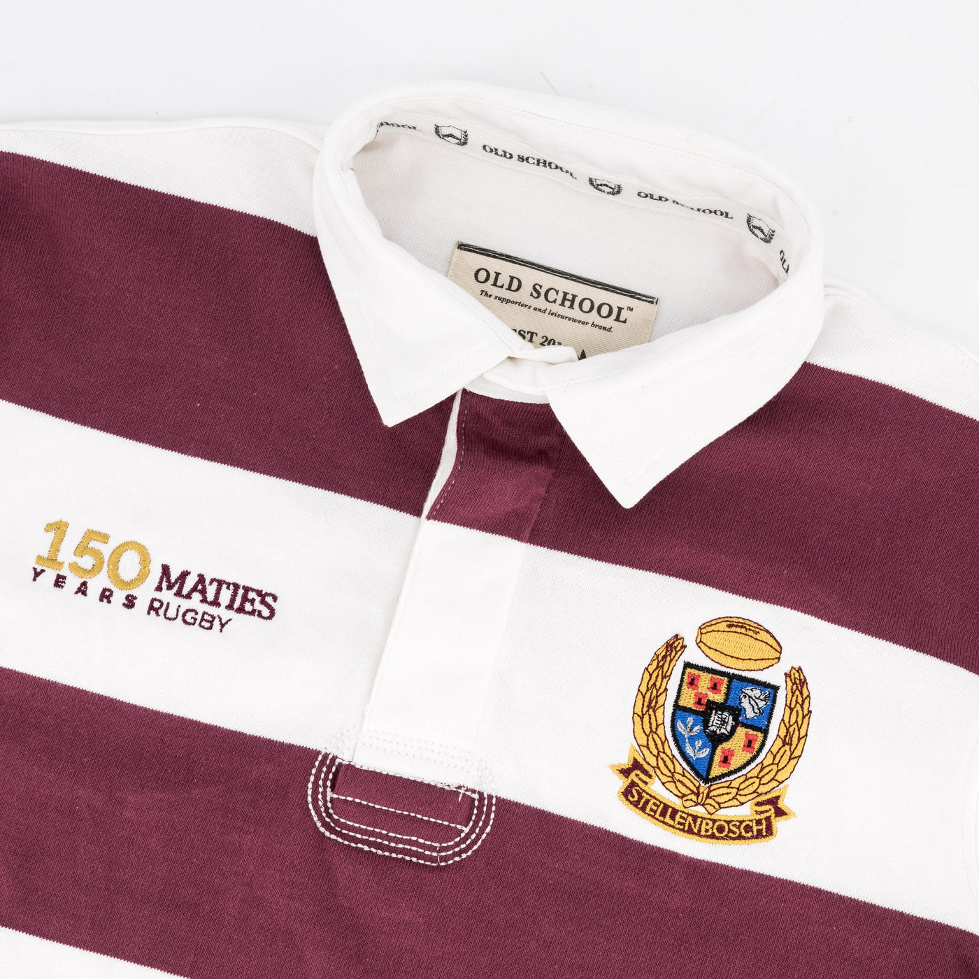 Maties Rugby Club 150th Anniversary Maroon Striped Cotton Crop Jersey