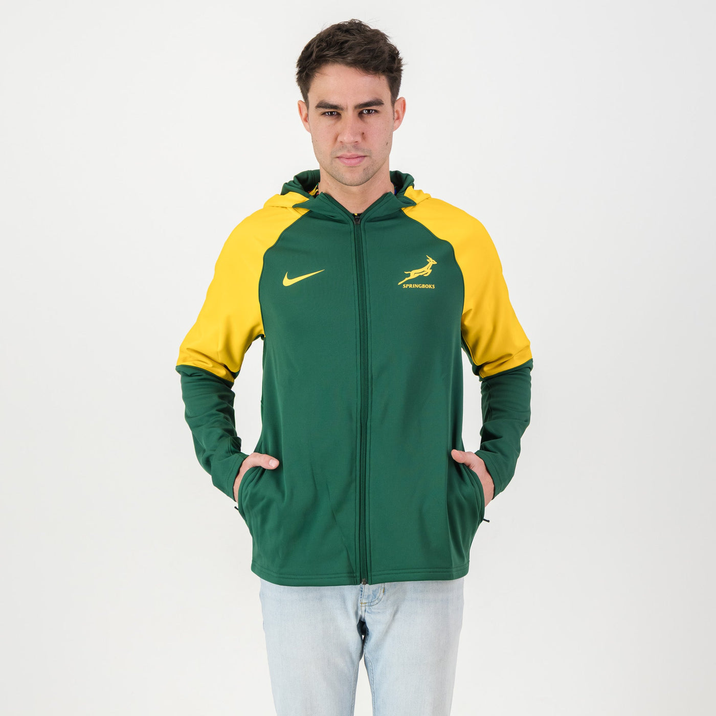 Springboks Nike Full-Zip Hoodie: Warm, Durable, Green Rugby Training Top