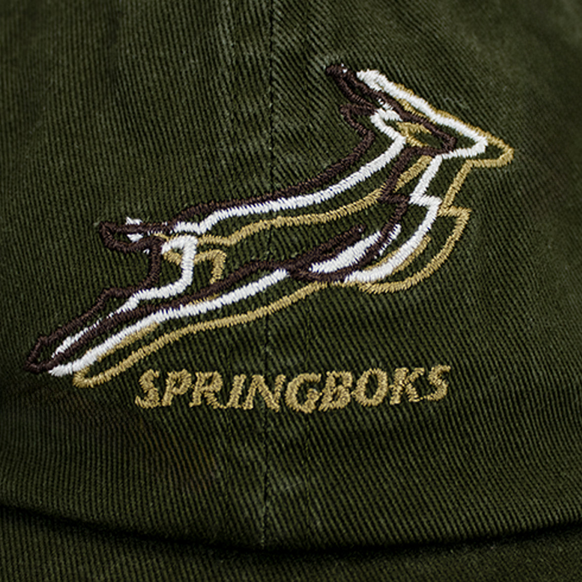 Official Springboks Military Olive Dad Cap - Stacked Logo Cotton Twill Adjustable
