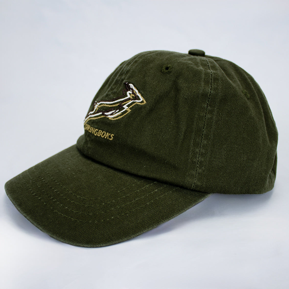 Official Springboks Military Olive Dad Cap - Stacked Logo Cotton Twill Adjustable