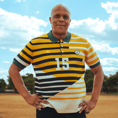 Iconic Doc Khumalo Signature Ivory Knit Jersey - Short Sleeve Football Legend Apparel