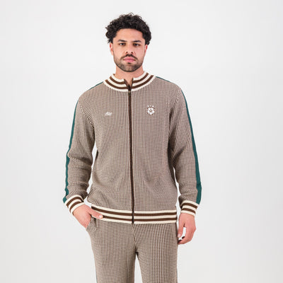 Doctor Khumalo Iconic Ivory Houndstooth Knit Jersey – Premium Cotton Zip-Through