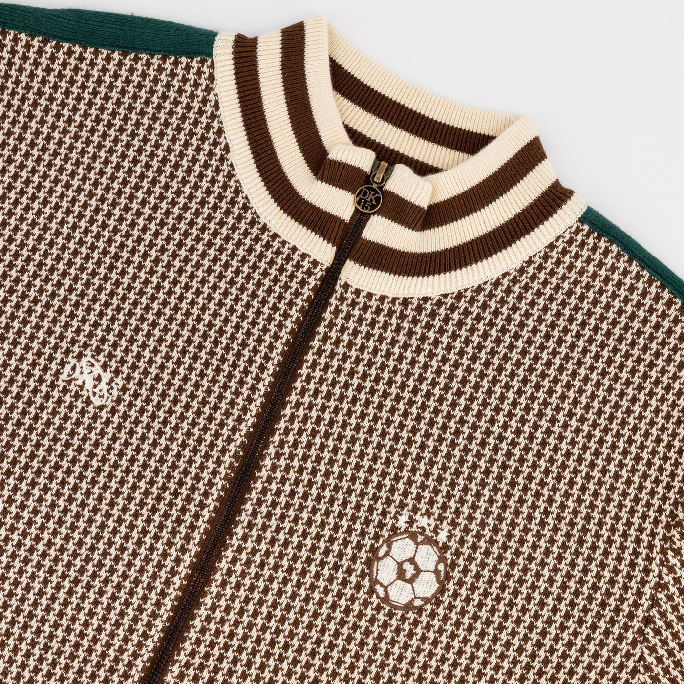 Doctor Khumalo Iconic Ivory Houndstooth Knit Jersey – Premium Cotton Zip-Through
