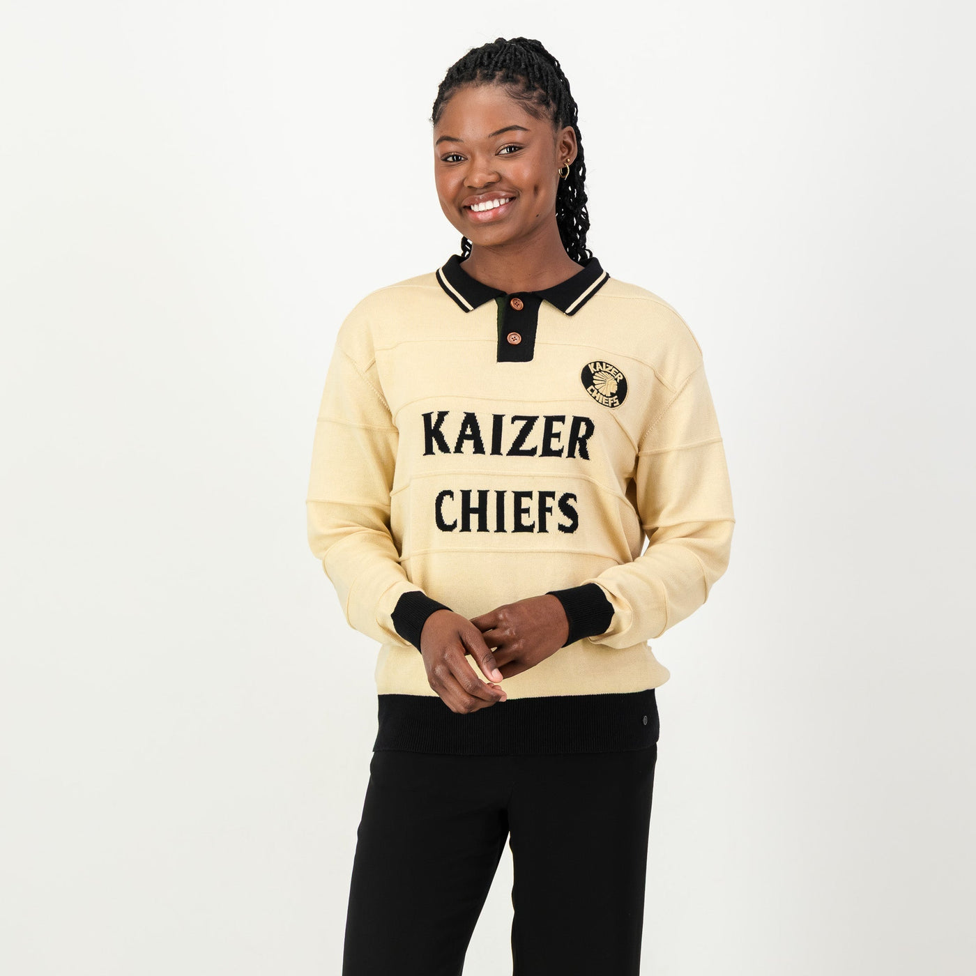 Official Kaizer Chiefs Butter Long Sleeve Knitted Jersey - 100% Cotton Comfort
