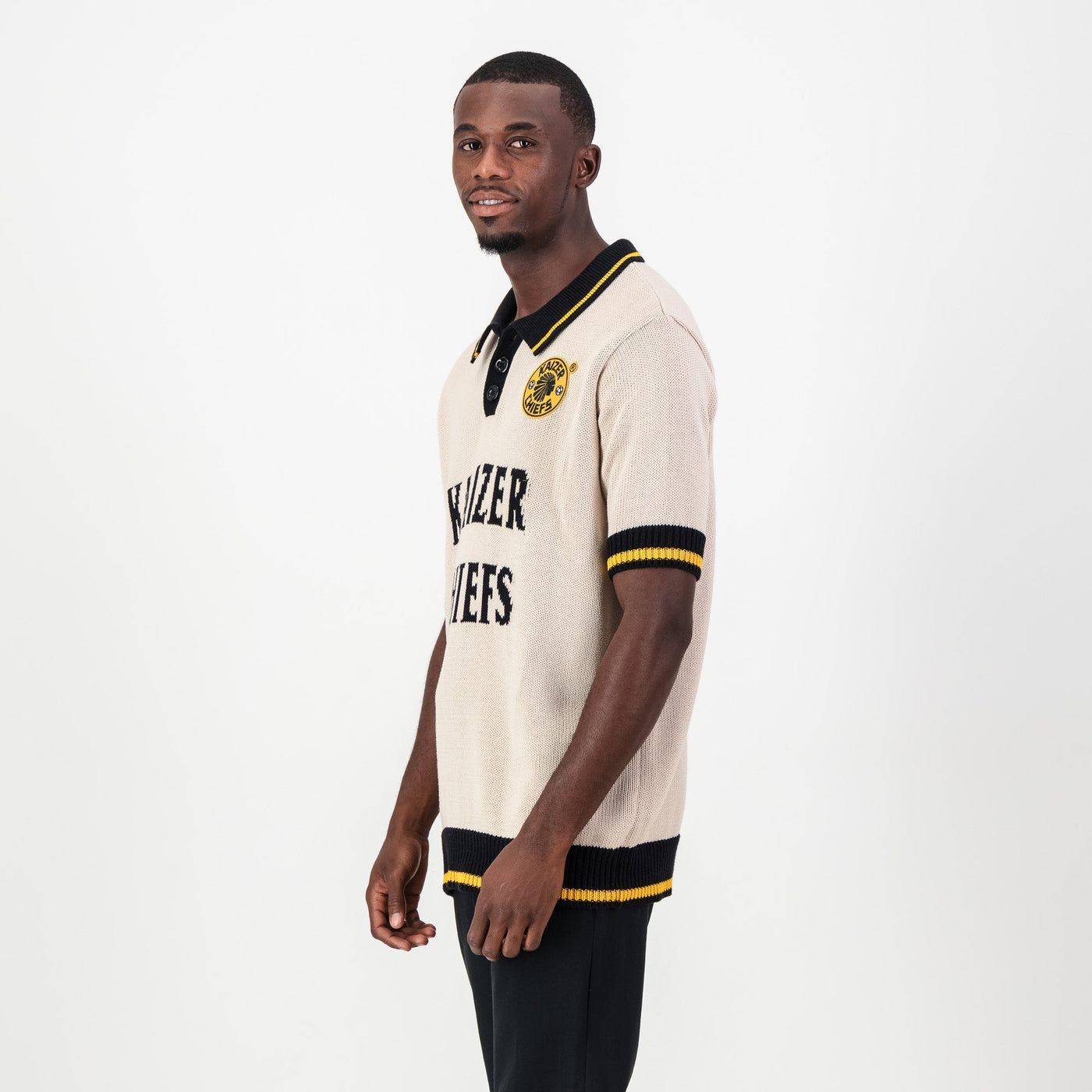 Kaizer Chiefs Iconic Ivory Knit Short Sleeve Jersey - Breathable Cotton Comfort