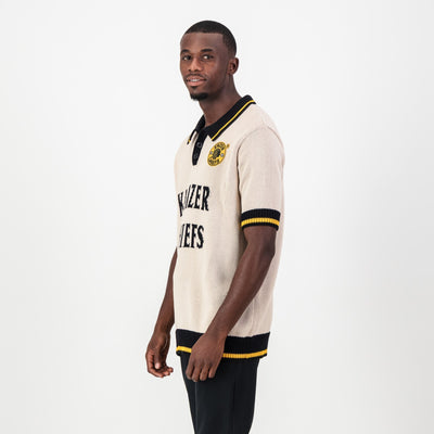 Kaizer Chiefs Iconic Ivory Knit Short Sleeve Jersey - Breathable Cotton Comfort