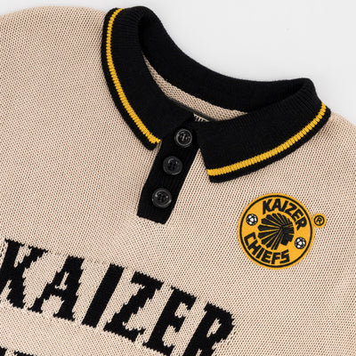 Kaizer Chiefs Iconic Ivory Knit Short Sleeve Jersey - Breathable Cotton Comfort