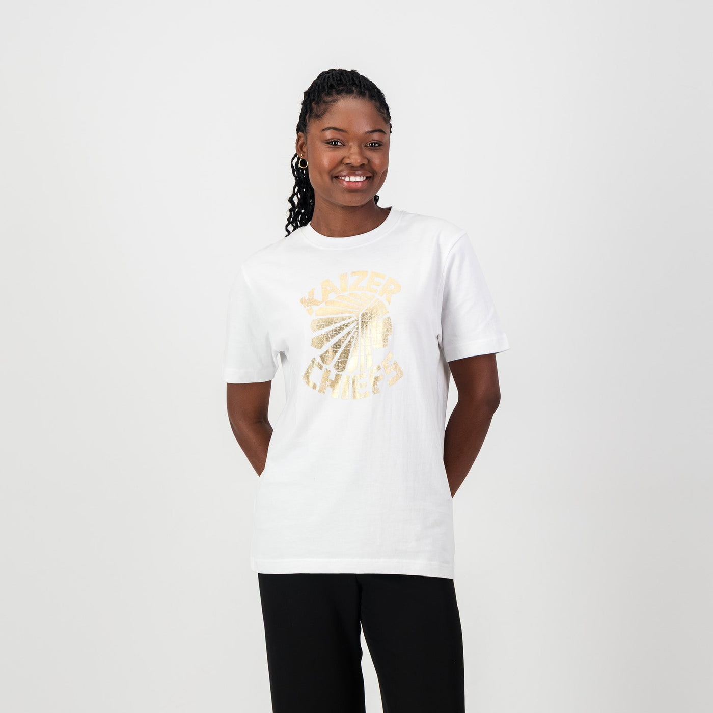 Kaizer Chiefs Vintage White Regular Crew Tee Premium Cotton Fan Apparel