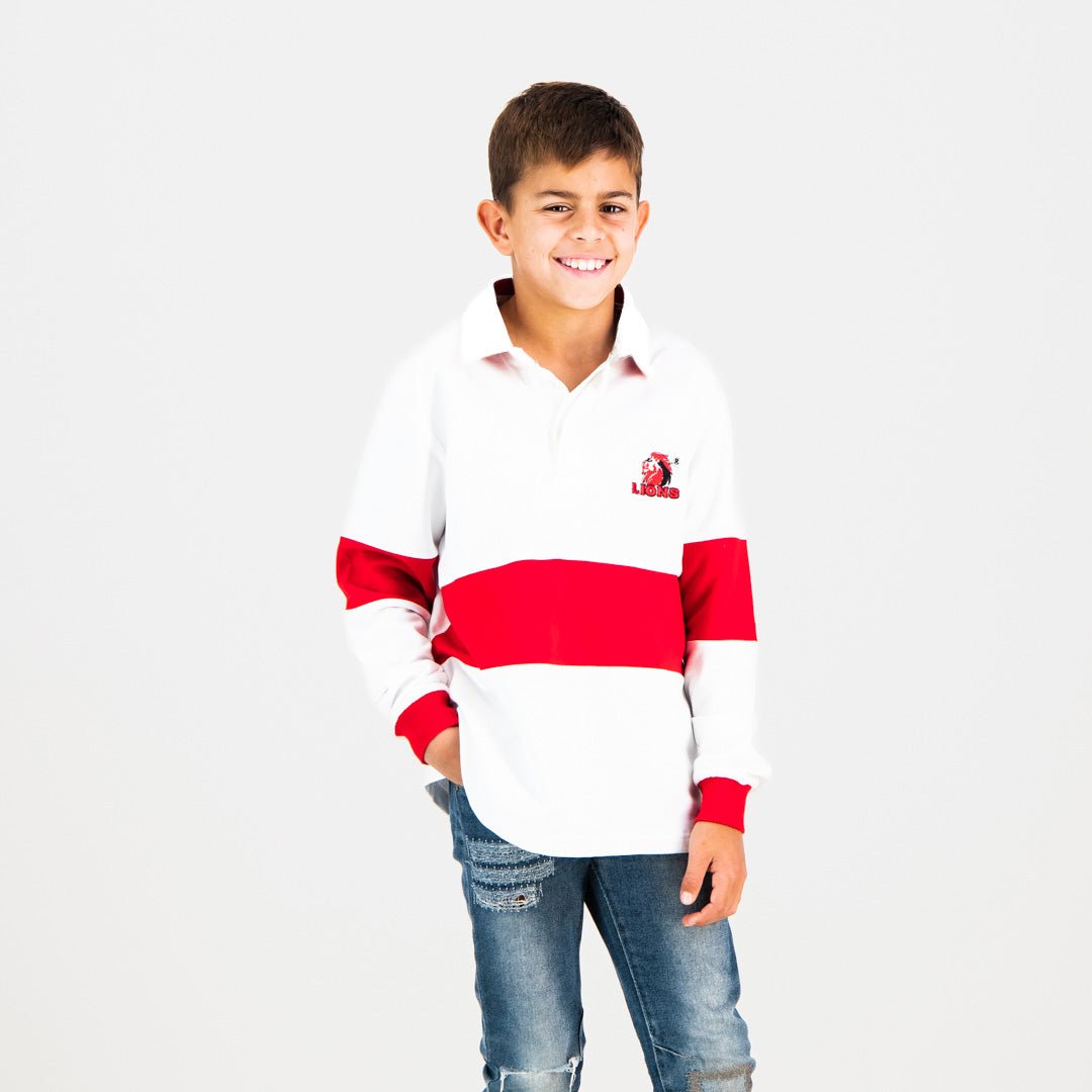 Youth Lions Rugby Long Sleeve Polo Jersey: Iconic Team Fan Apparel for Kids