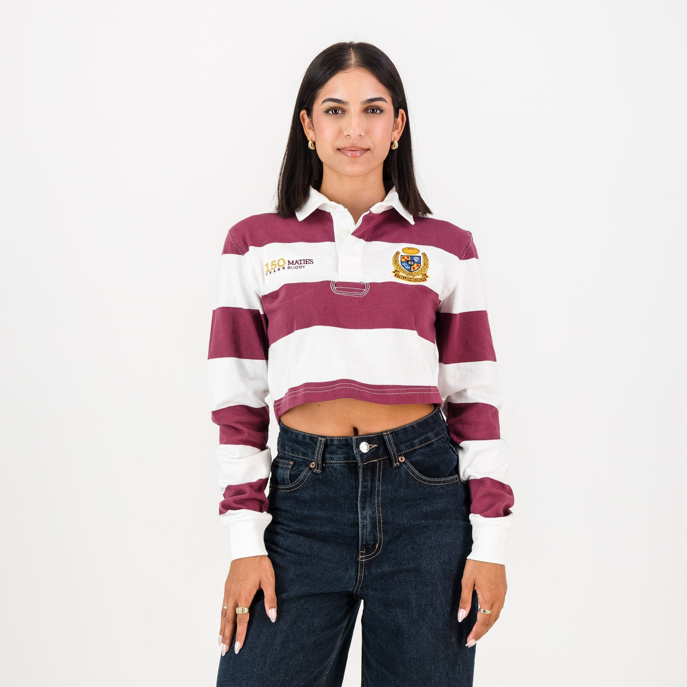 Maties Rugby Club 150th Anniversary Maroon Striped Cotton Crop Jersey