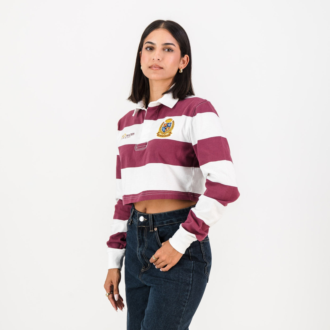 Maties Rugby Club 150th Anniversary Maroon Striped Cotton Crop Jersey