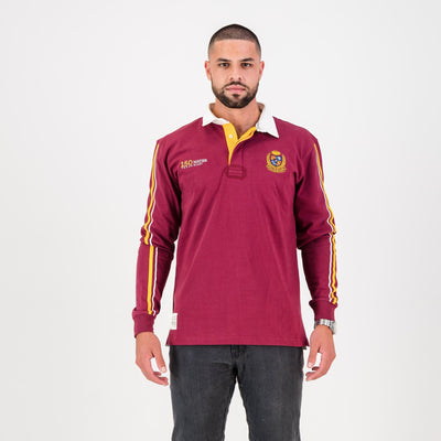 Maties United Maroon Long Sleeve Rugby Jersey - 100% Cotton, Classic