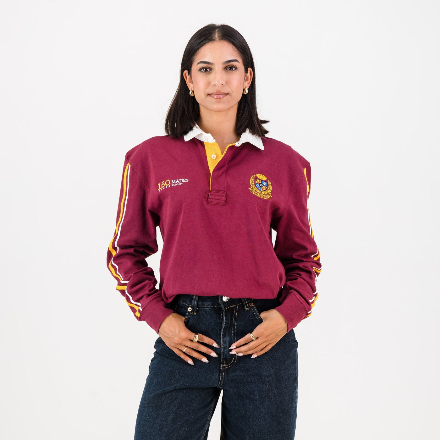 Maties United Maroon Long Sleeve Rugby Jersey - 100% Cotton, Classic