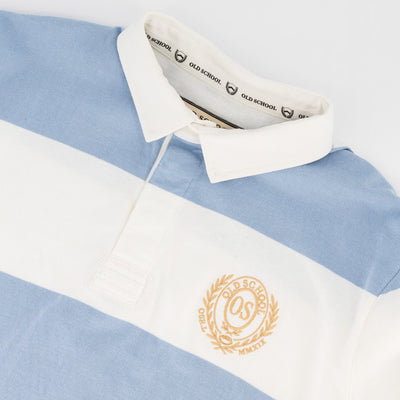 Classic Striped Heavyweight Cotton Rugby Jersey - Cloud Dancer Sky Blue