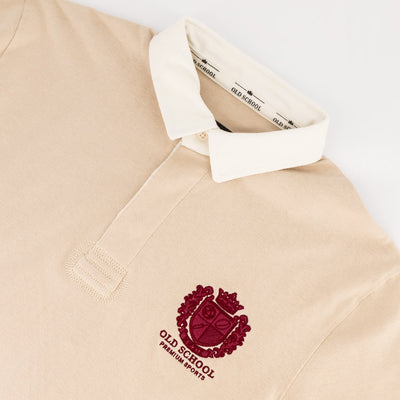 Old School Heraldic Ivory Long-Sleeve Rugby Jersey - Premium Heavyweight Cotton