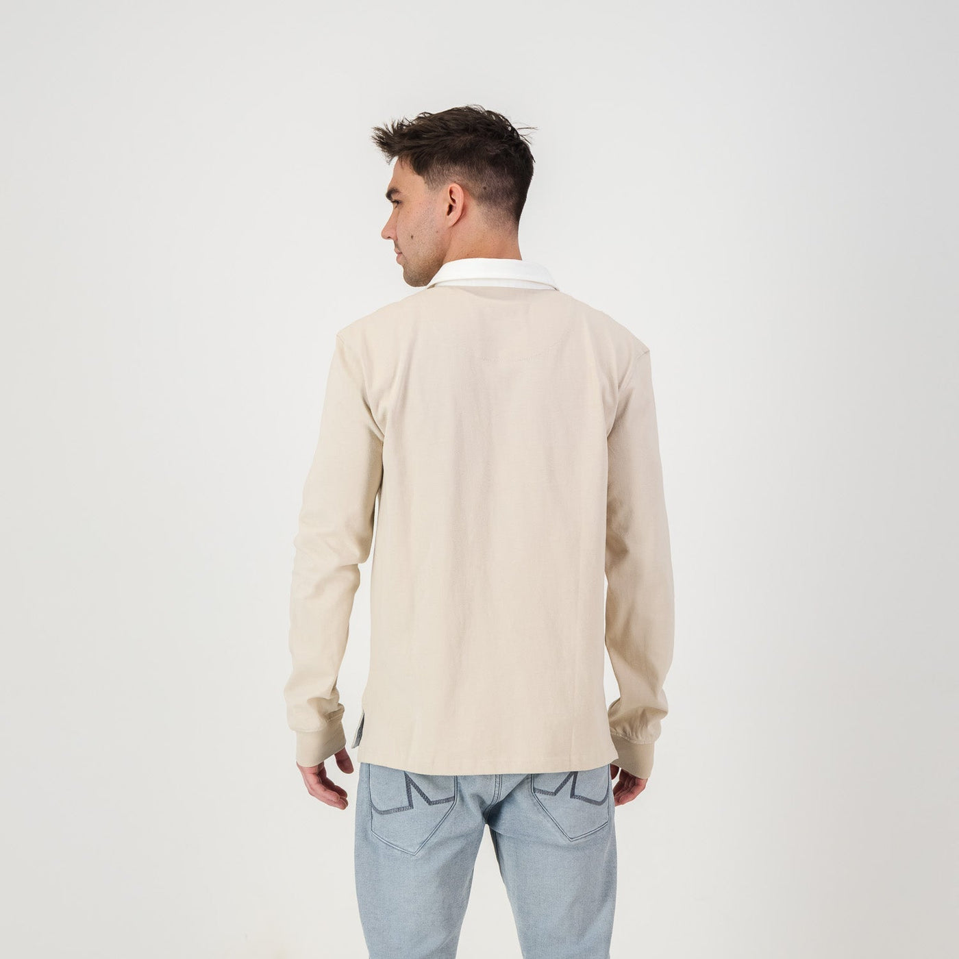 Old School Heraldic Ivory Long-Sleeve Rugby Jersey - Premium Heavyweight Cotton