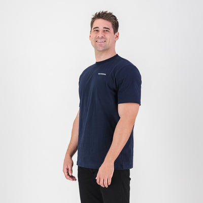Ultra-Soft Navy Cotton Crew Neck Tee with 3D Logo Print
