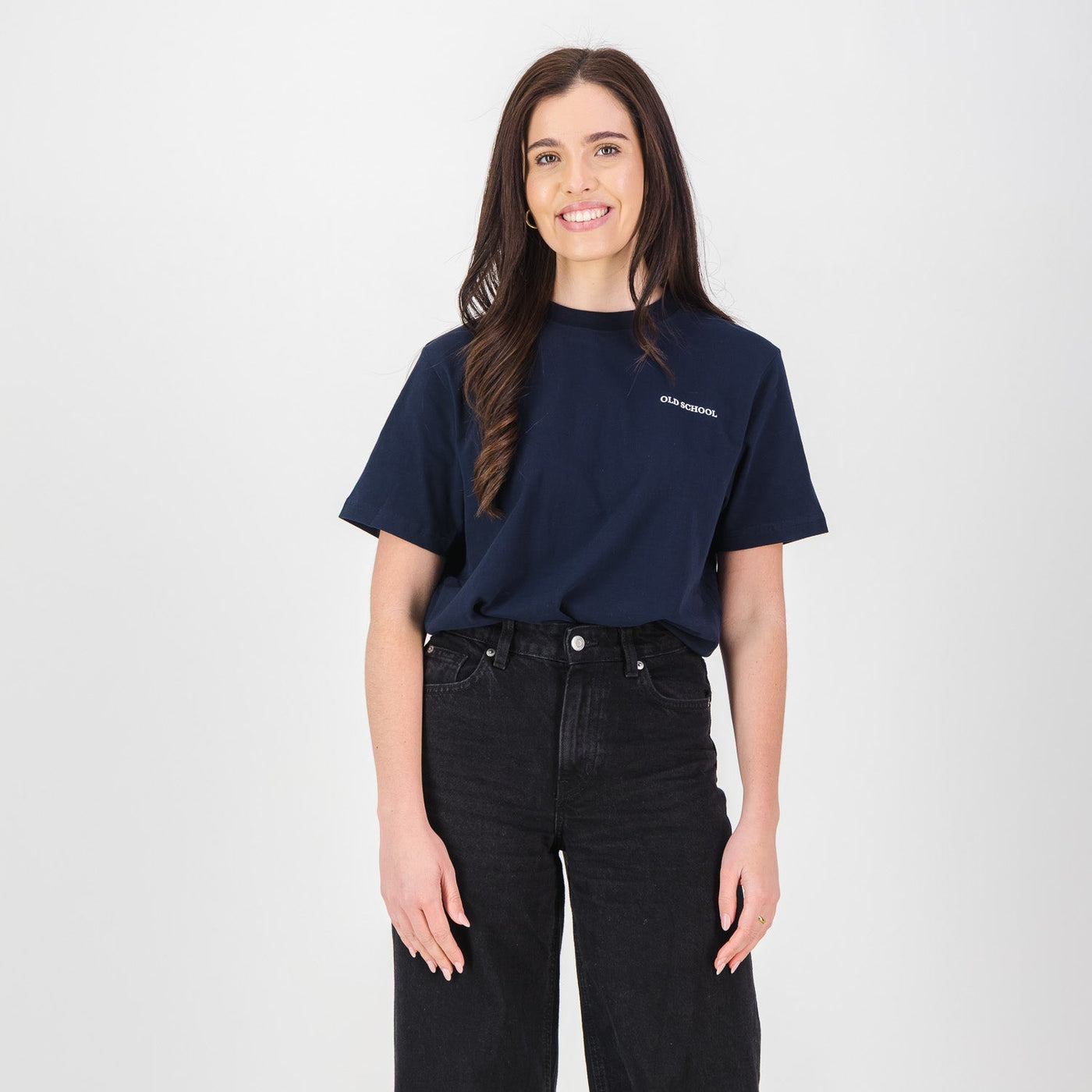 Ultra-Soft Navy Cotton Crew Neck Tee with 3D Logo Print