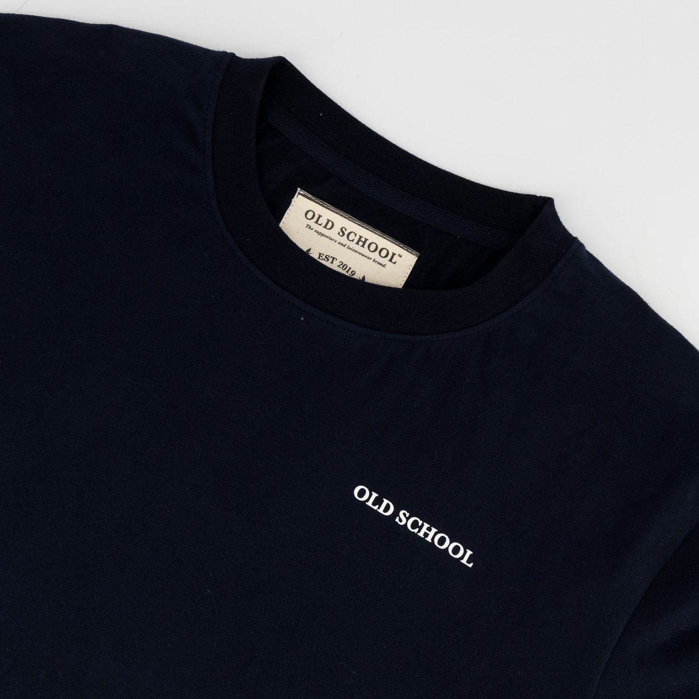 Ultra-Soft Navy Cotton Crew Neck Tee with 3D Logo Print