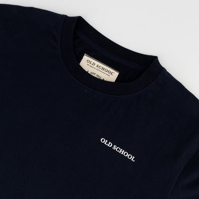 Ultra-Soft Navy Cotton Crew Neck Tee with 3D Logo Print