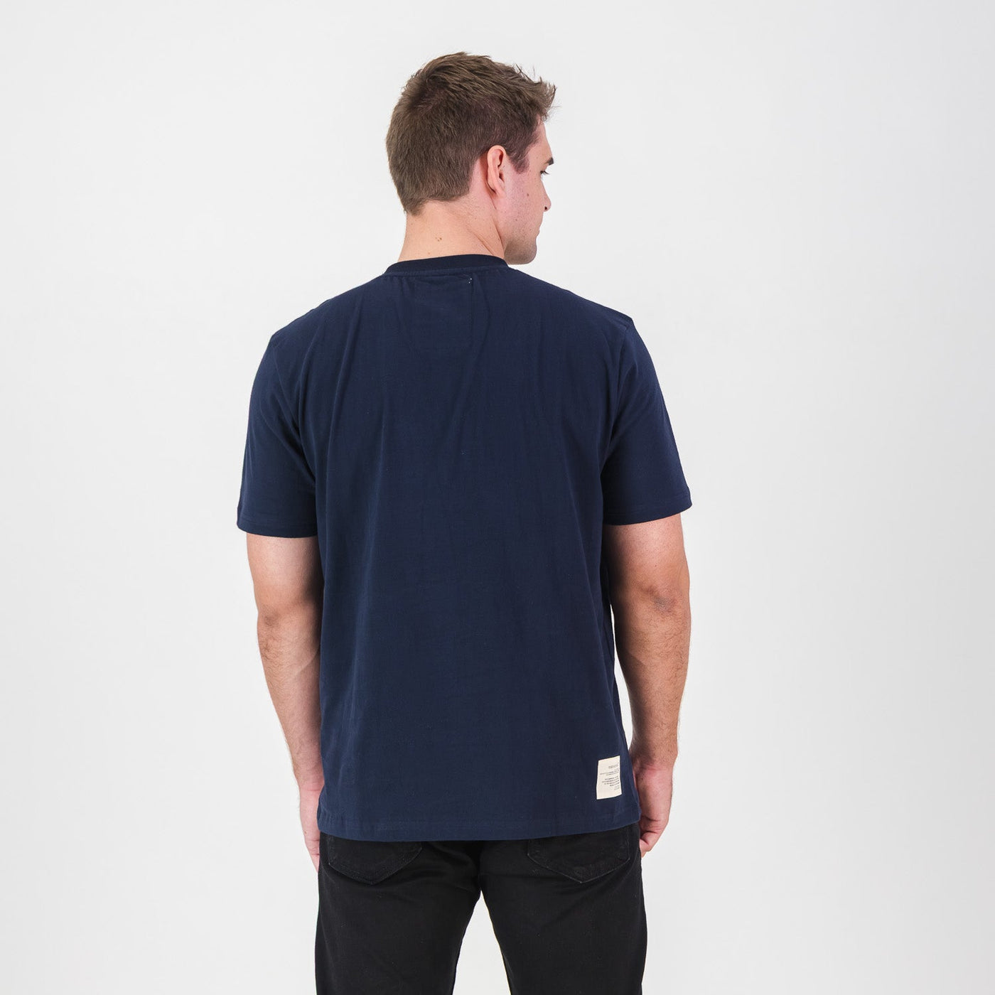 Ultra-Soft Navy Cotton Crew Neck Tee with 3D Logo Print