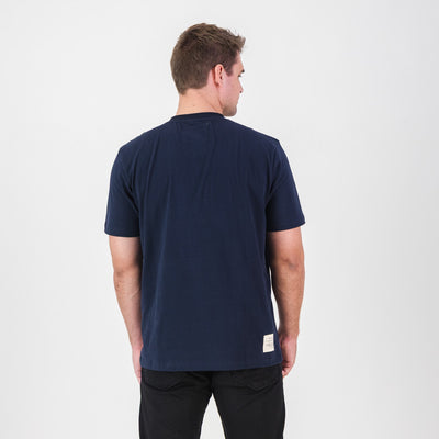 Ultra-Soft Navy Cotton Crew Neck Tee with 3D Logo Print
