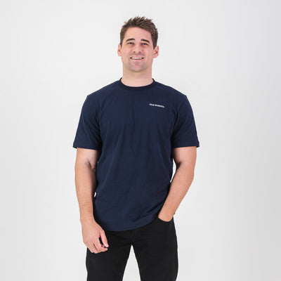 Ultra-Soft Navy Cotton Crew Neck Tee with 3D Logo Print