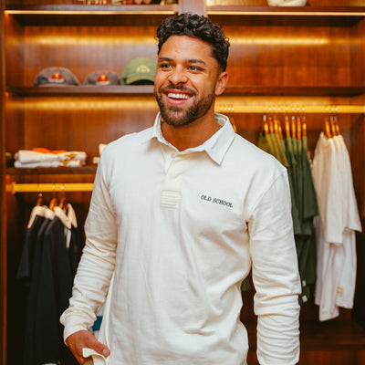 Old School Word OS Long Sleeve Rugby Jersey - Classic Ivory Cotton Top