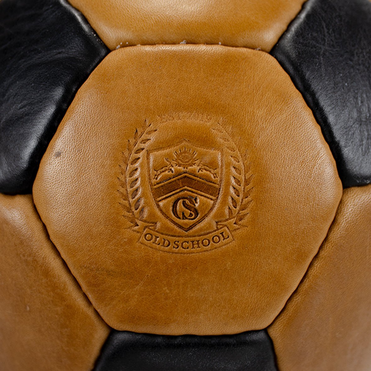 Premium Classic Black & Brown Soccer Ball, Durable Leather, Iconic Design