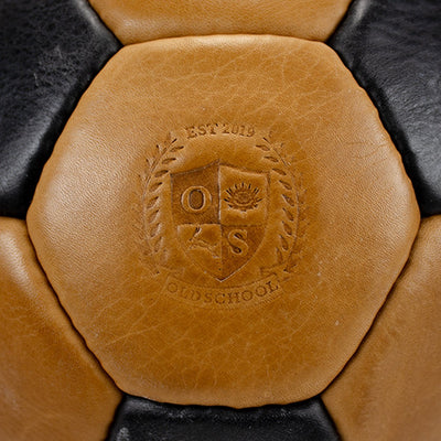 Premium Classic Black & Brown Soccer Ball, Durable Leather, Iconic Design