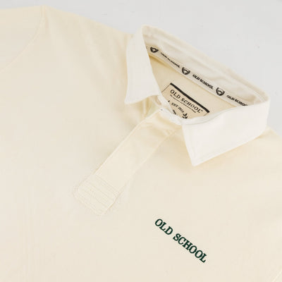 Old School Word OS Long Sleeve Rugby Jersey - Ivory Heavyweight Cotton Classic
