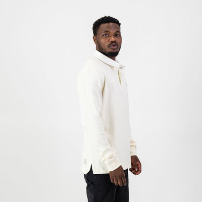 Old School Word OS Long Sleeve Rugby Jersey - Ivory Heavyweight Cotton Classic