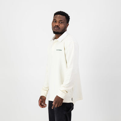 Old School Word OS Long Sleeve Rugby Jersey - Ivory Heavyweight Cotton Classic