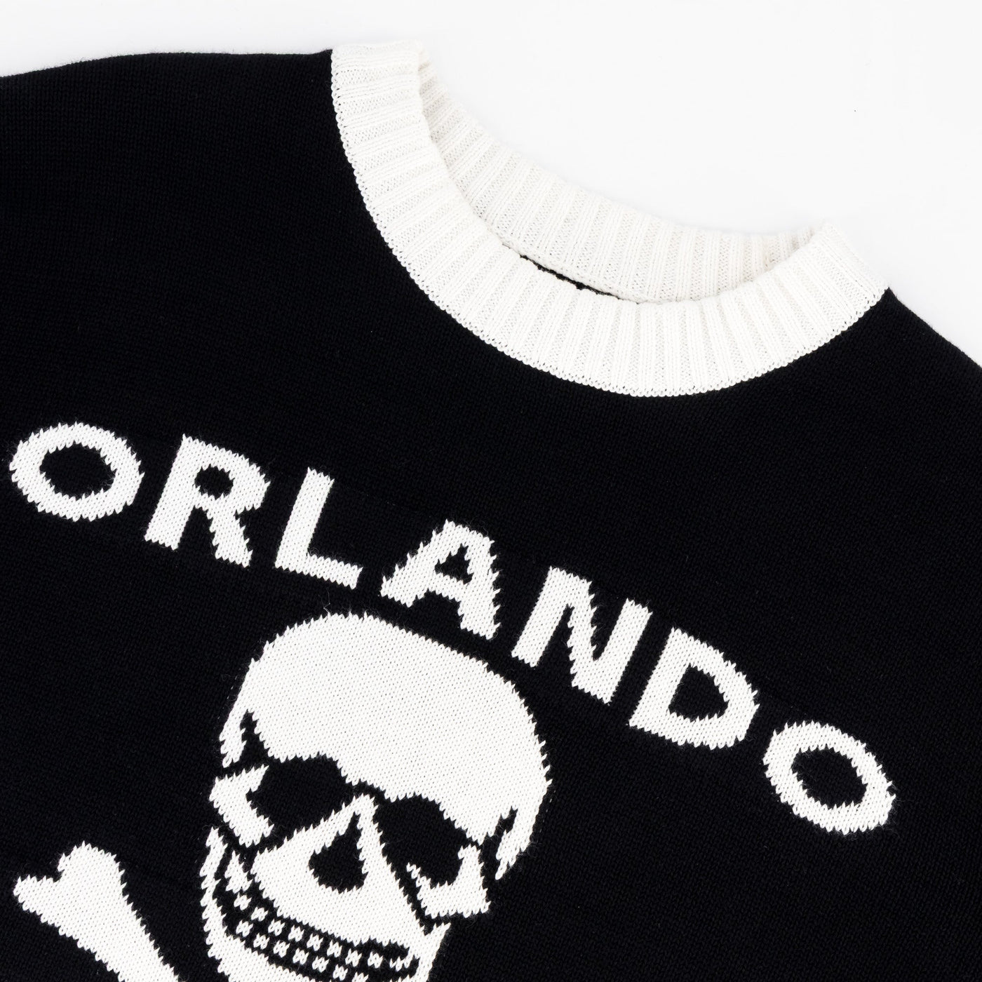 Official Orlando Pirates Tipped Crew Knit Long Sleeve Jersey Black Fan Apparel