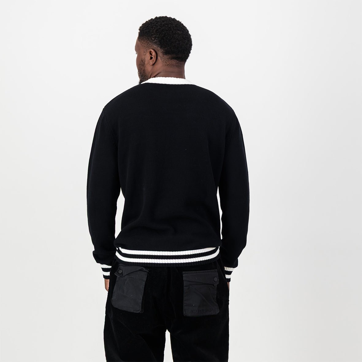Official Orlando Pirates Tipped Crew Knit Long Sleeve Jersey Black Fan Apparel