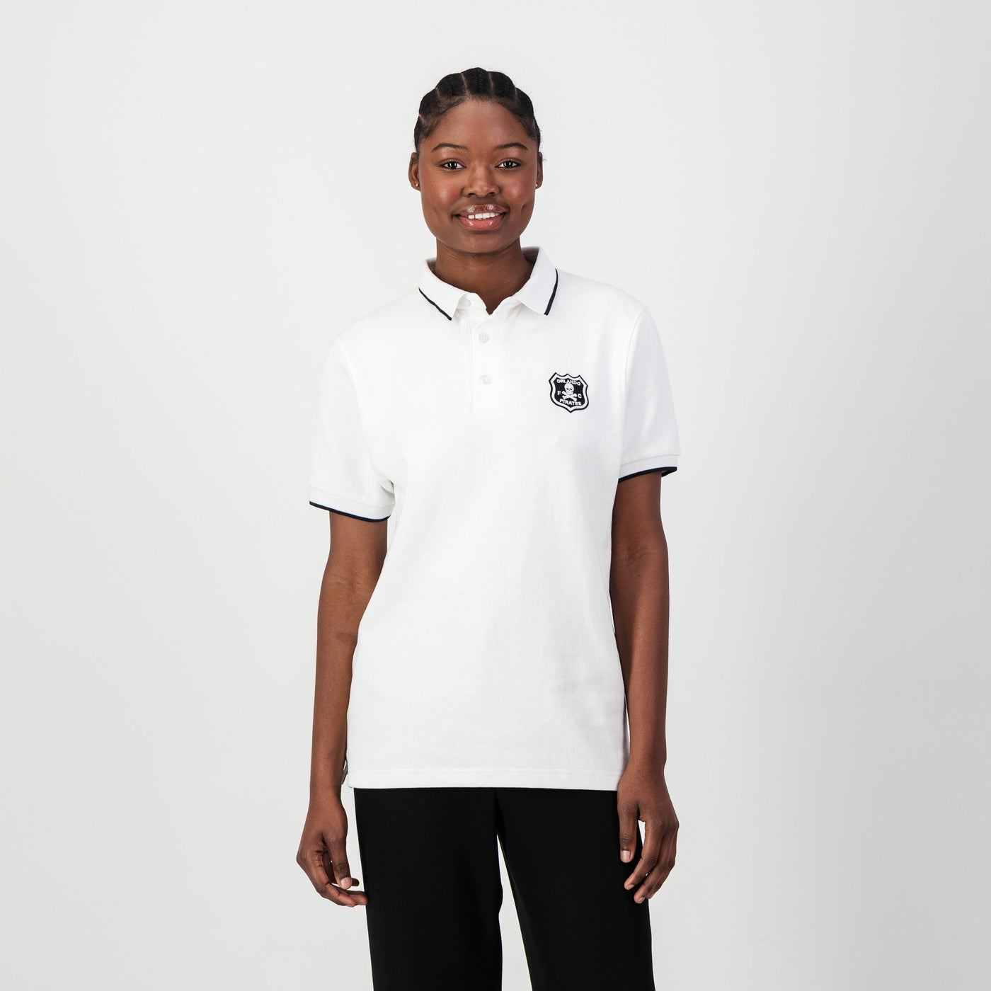 Orlando Pirates White Tipped Polo Shirt - Classic Cotton Fanwear