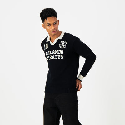 Orlando Pirates Official Old School Knitted Long-Sleeve Fan Jersey Premium Comfort