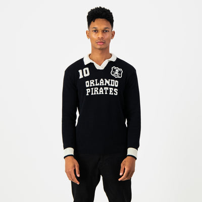 Orlando Pirates Official Old School Knitted Long-Sleeve Fan Jersey Premium Comfort