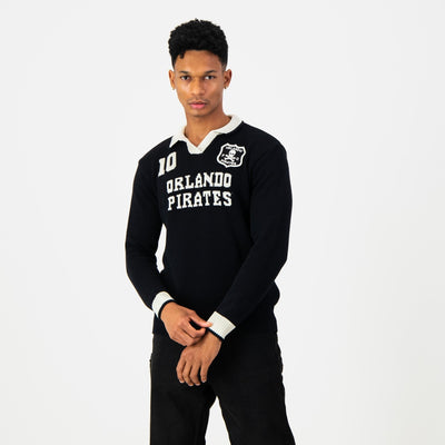 Orlando Pirates Official Old School Knitted Long-Sleeve Fan Jersey Premium Comfort