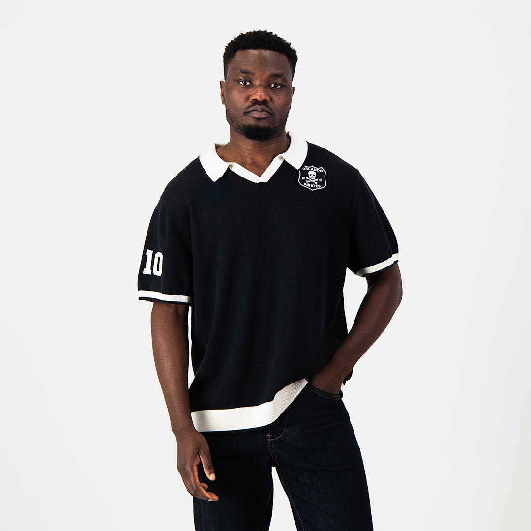 Orlando Pirates Elite Knitted Short Sleeve Jersey - Cotton Wool Blend Fanwear