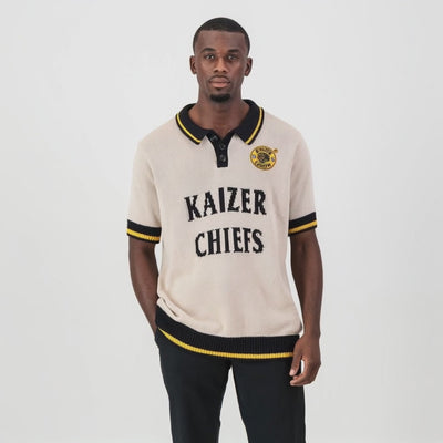 Kaizer Chiefs Iconic Ivory Knit Short Sleeve Jersey - Breathable Cotton Comfort