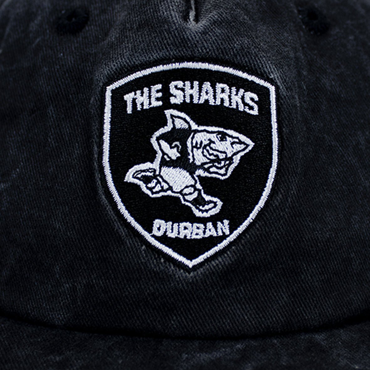 Provincial Sharks Black Washed Rugby Cap - Distressed Cotton Twill Hat