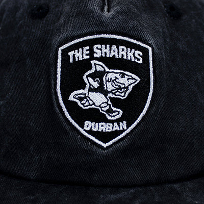 Provincial Sharks Black Washed Rugby Cap - Distressed Cotton Twill Hat