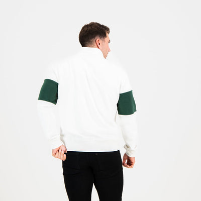 Old School Heavyweight Terry Cotton Quarter Zip Sweatshirt - Cozy Green Comfort