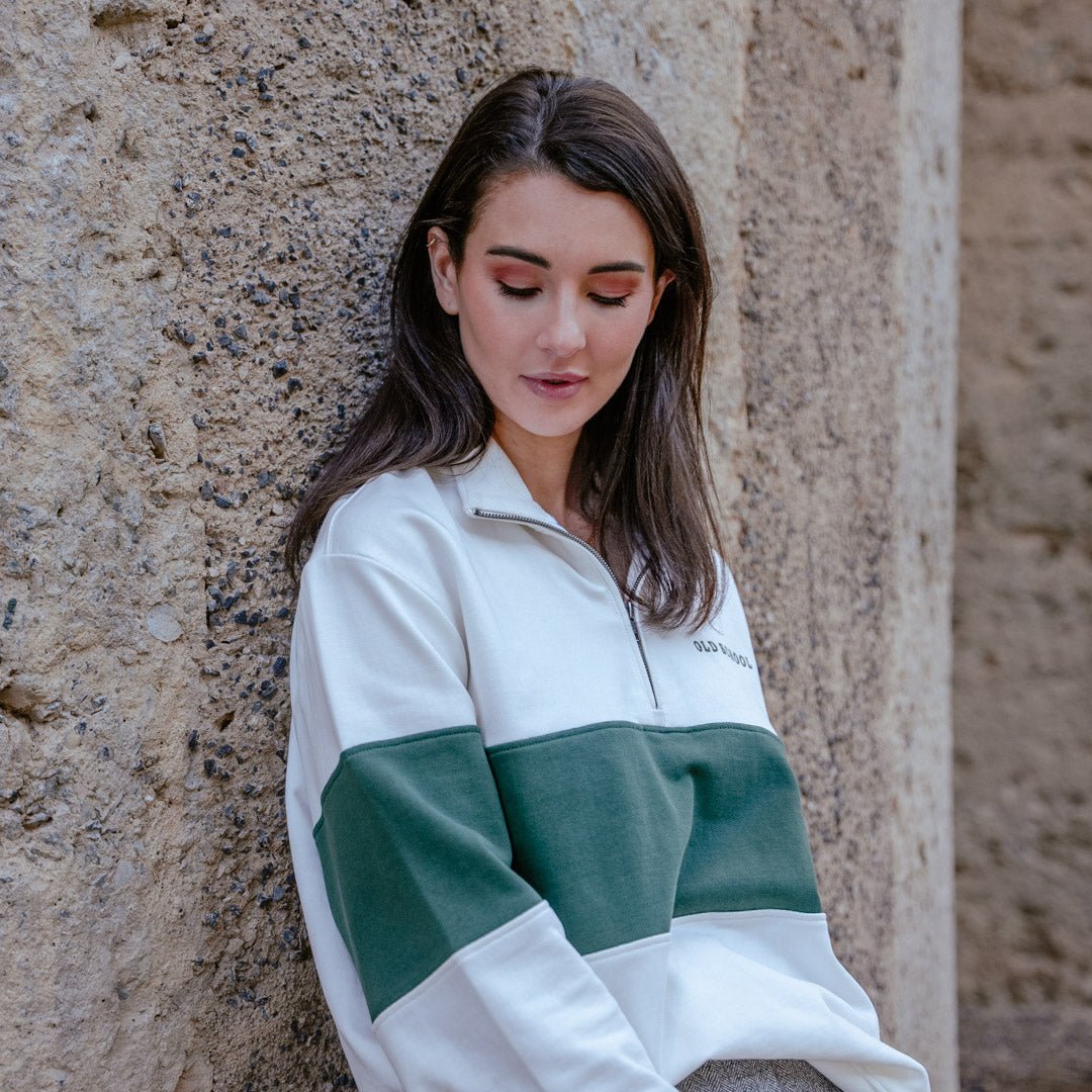 Soft Green Quarter Zip Sweatshirt: Premium Heavyweight Cotton Pullover for Winter