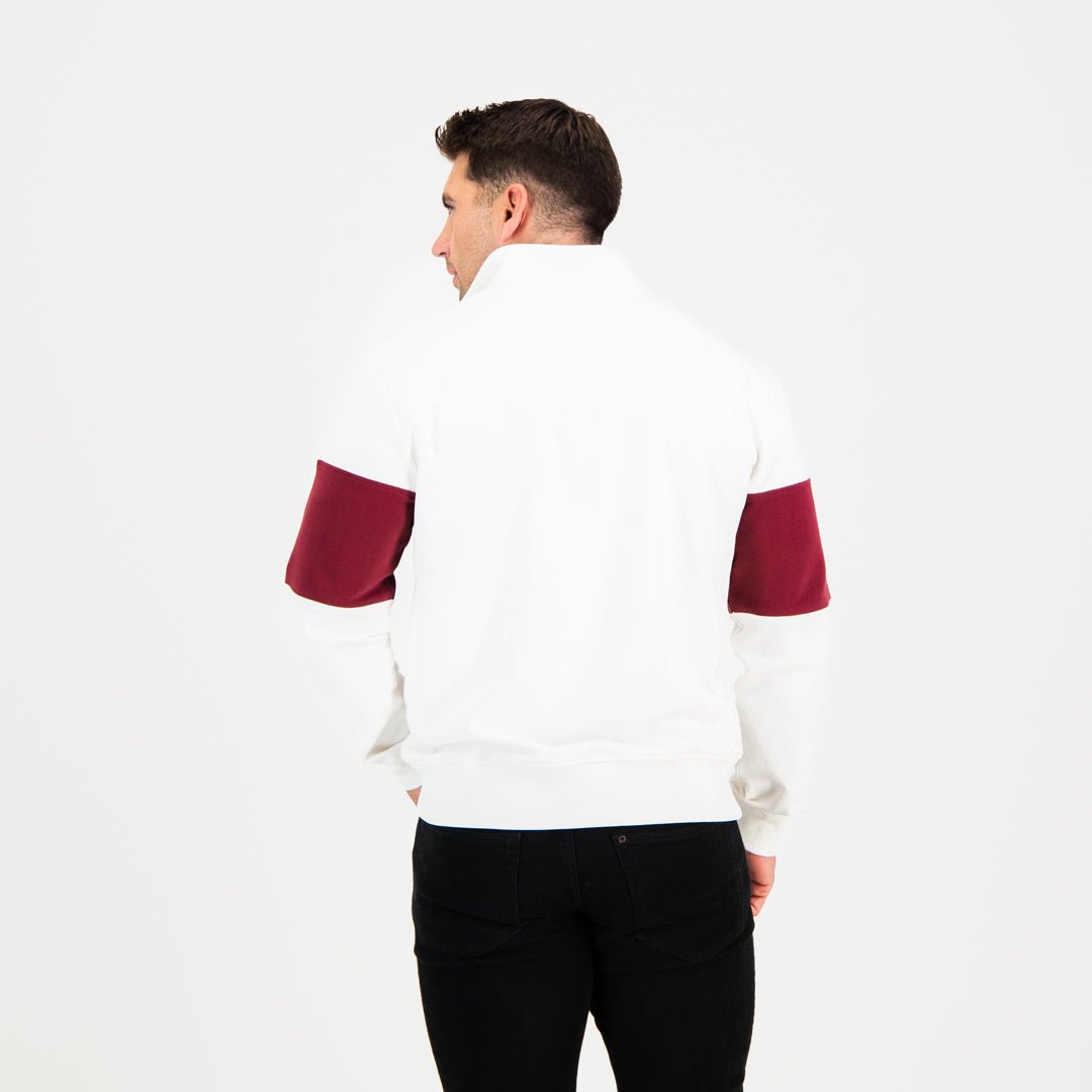 Cozy Maroon Quarter Zip Sweater: Soft Terry Cotton, Classic Style, All Sizes
