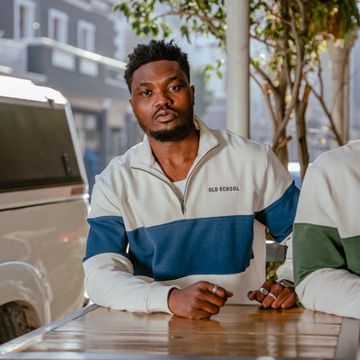 Old School Navy Quarter Zip Sweatshirt: Premium Heavyweight Terry Cotton Comfort