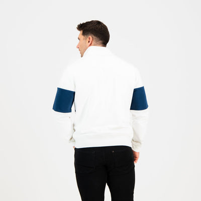 Men's Navy Heavyweight Terry Cotton Quarter Zip Sweater - Soft Finish
